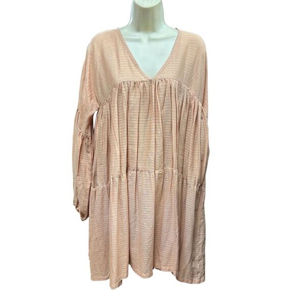 A Perfect Nomad 100% Organic Cotton SYMI V Neck Tiered Dress in Sand NWT OSFM - Picture 3 of 6